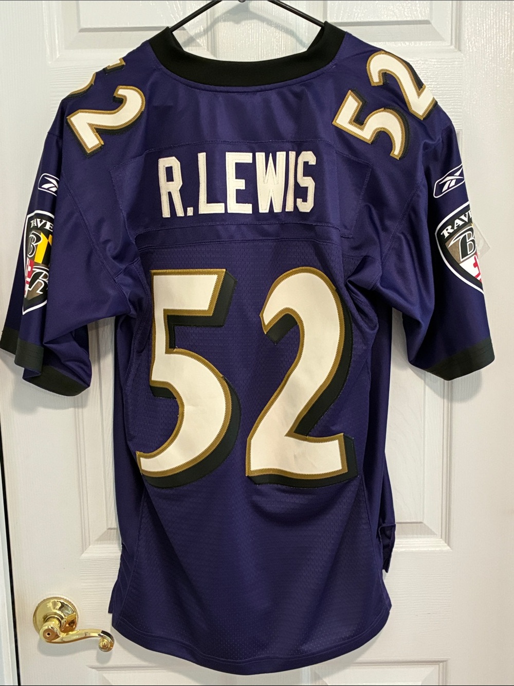 Baltimore Ravens R. Lewis #52 Purple Football Jersey On Field NFL Equipment M